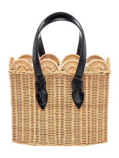 Pre-owned Pamela Munson Straw Top Handle Bag In Neutrals