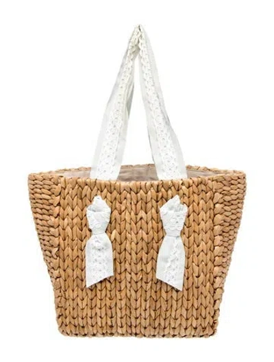 Pre-owned Pamela Munson Straw Tote In Neutral