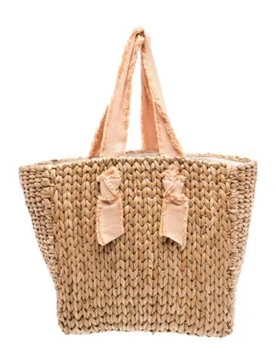 Pre-owned Pamela Munson Straw Tote In Neutral