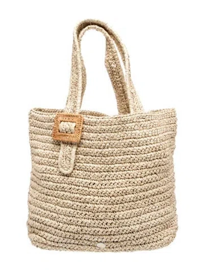 Pre-owned Pamela Munson Straw Weekender Bag In Neutral