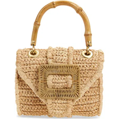 Pamela Munson The Avis Mini Raffia Shoulder Bag In Brown