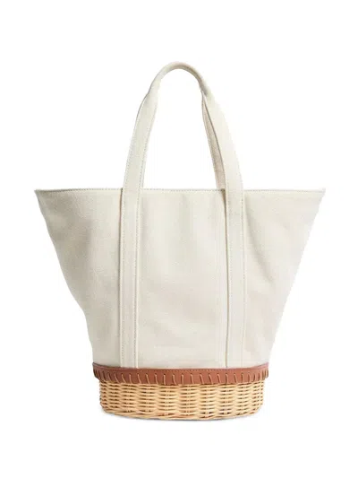 Pamela Munson The Gardener Canvas-and-rattan Tote Bag In White