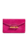 Pamela Munson The Jackie Croc-embossed Clutch In Pink