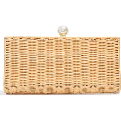 Pamela Munson The Pearl Woven Rattan Clutch In Brown