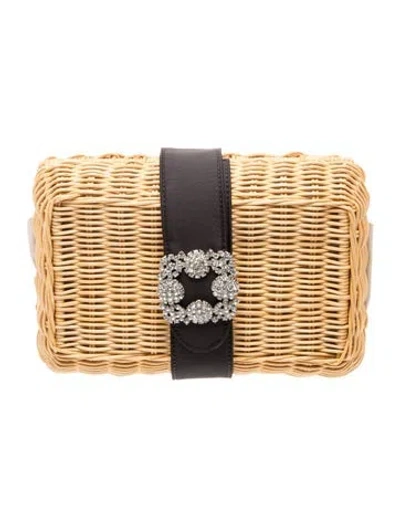 Pre-owned Pamela Munson Wicker Minaudière W/ Tags In Neutral