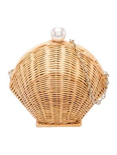 Pre-owned Pamela Munson Wicker Top Handle Bag In Neutral