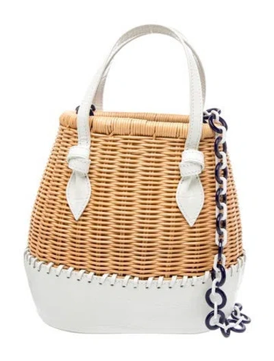 Pre-owned Pamela Munson Wicker Wicker Bucket Bag In Neutral