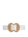 Pamela Munson Woven Buckle Belt In White
