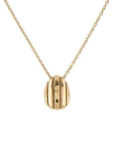 Pre-owned Pamela Zamore 18k Small Eos Egg Pendant Necklace, 16" In Multicolor