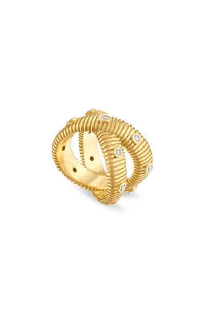 Pamela Zamore Clio Diamond Crossover Band Ring In Gold