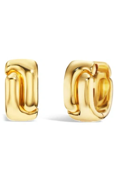 PAMELA ZAMORE PAMELA ZAMORE HOLOS 18K GOLD OVAL HUGGIE HOOP EARRINGS