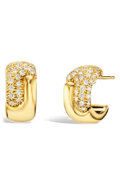 Pamela Zamore Holos Round 18k Gold & Diamond Huggie Hoop Earrings