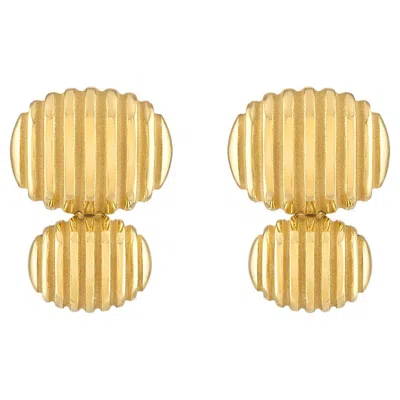 Pre-owned Pamela Zamore Isla Double Oval Earrings In Multi