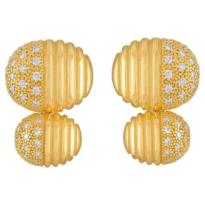 Pre-owned Pamela Zamore Isla Double Oval Earrings With Diamonds In Multi