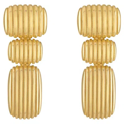 Pre-owned Pamela Zamore Isla Oblong Cushion Earrings In Multi