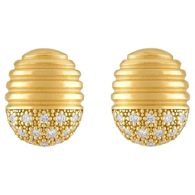 Pre-owned Pamela Zamore Isla Oval Studs With Diamonds In Multi