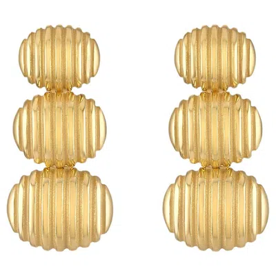 Pre-owned Pamela Zamore Isla Triple Oval Earrings In Multi