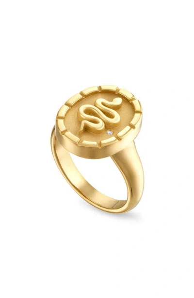 Pamela Zamore Wisdom Diamond Signet Ring In Gold