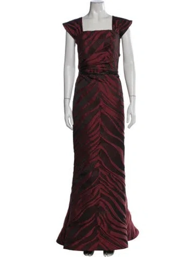 Pre-owned Pamella Roland Animal Print Long Dress In Red