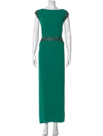 Pre-owned Pamella Roland Bateau Neckline Long Dress W/ Tags In Green