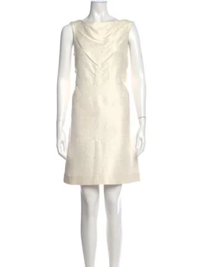 Pre-owned Pamella Roland Bateau Neckline Mini Dress In Neutral