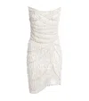 Pamella Roland Beaded Strapless Mini Dress In White