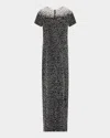 Pamella Roland Leopard Sequined Off-the-shoulder Illusion Gown