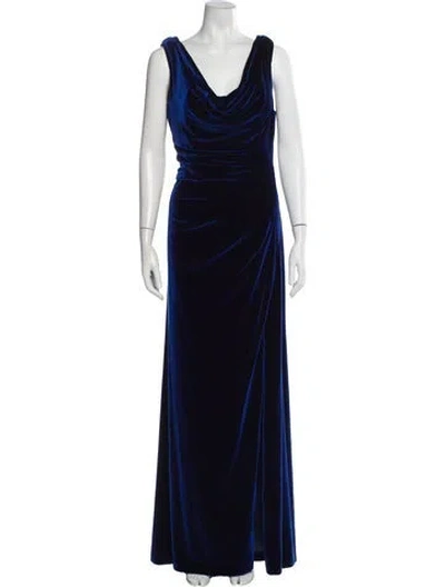Pre-owned Pamella Roland Cowl Neck Long Dress In Blue