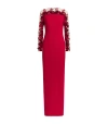 Pamella Roland Embellished Off-the-shoulder Crepe Gown In Red