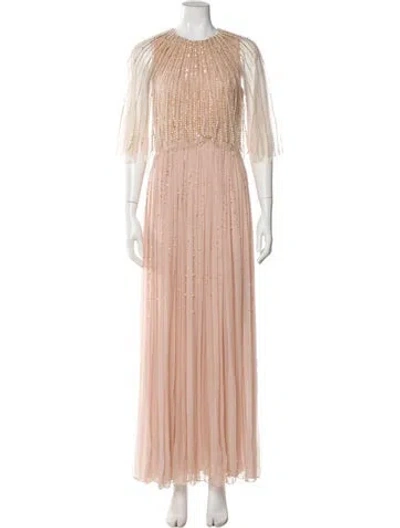 Pre-owned Pamella Roland Crew Neck Long Dress In Neutral