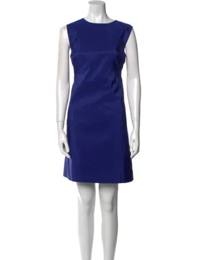 Pre-owned Pamella Roland Crew Neck Mini Dress In Blue