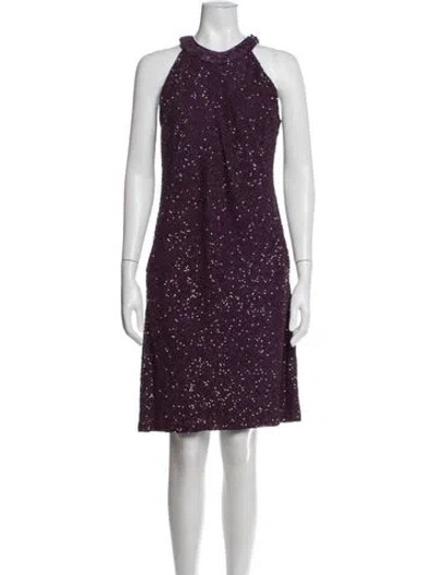 Pre-owned Pamella Roland Crew Neck Mini Dress In Purple