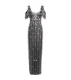 Pamella Roland Crystal-embellished Gown In Gray