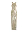 Pamella Roland Crystal Embroidered Tulle Halter Gown In Gold