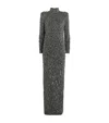 Pamella Roland Crystal-embroidered Teardrop Gown In Gray