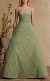Pamella Roland Embelliished Scoop-neck Tulle Gown In Green
