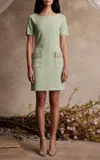 Pamella Roland Embellished Crepe Mini Dress In Green
