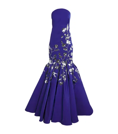 Pamella Roland Embellished Strapless Gown In Purple