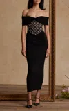 Pamella Roland Off-the-shoulder Crepe Gown In Black