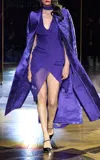 Pamella Roland Floral Jacquard Coat In Purple