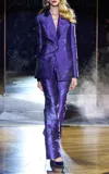 Pamella Roland Floral Jacquard Jacket In Purple