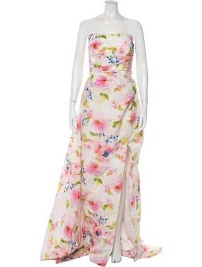 Pre-owned Pamella Roland Floral Print Long Dress In Multi