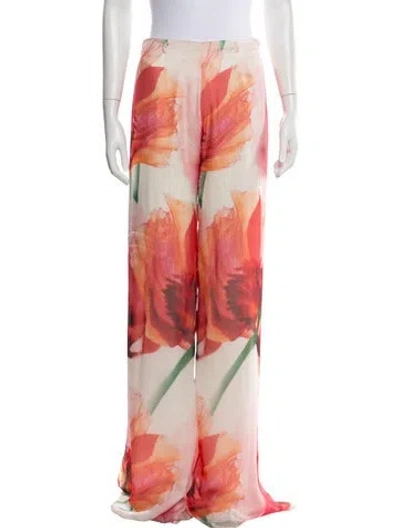 Pre-owned Pamella Roland Floral Print Wide Leg Pants In Multi