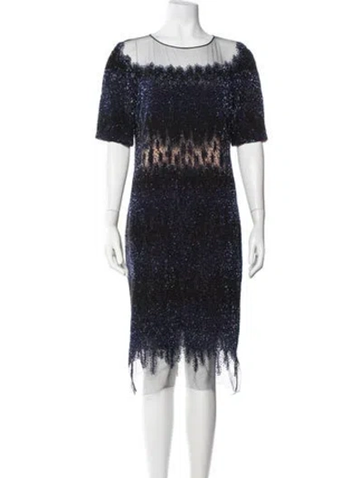 Pre-owned Pamella Roland Lace Pattern Knee-length Dress In Blue