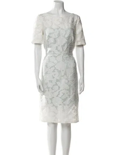 Pre-owned Pamella Roland Lace Pattern Knee-length Dress In Neutral