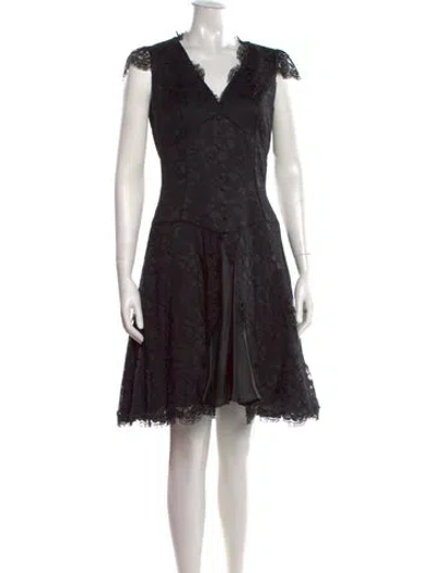 Pre-owned Pamella Roland Lace Pattern Mini Dress In Black