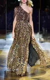 Pamella Roland Leopard-printed Chiffon Gown In Animal