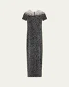 Pamella Roland Leopard Sequined Off-the-shoulder Illusion Gown In Black