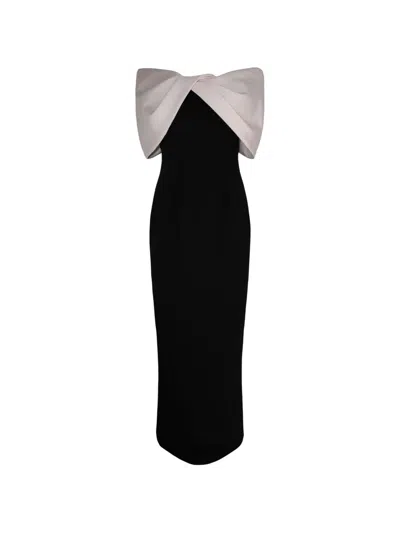 Pamella Roland Mikado-neckline Maxi Dress In Multi