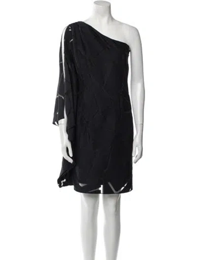 Pre-owned Pamella Roland One-shoulder Mini Dress In Black